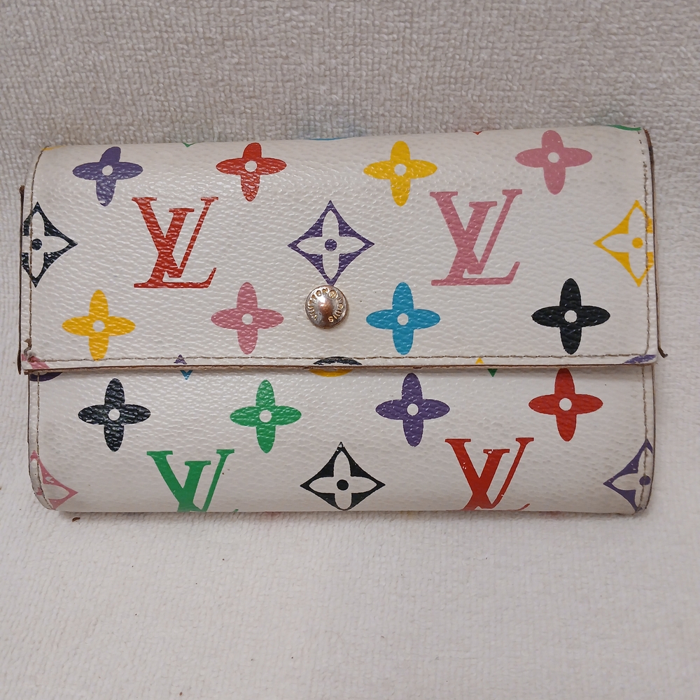 Vintage Fashion Louis Vuitton Murakami‎ Long Wallet Tri-Fold Old Thrashed Old